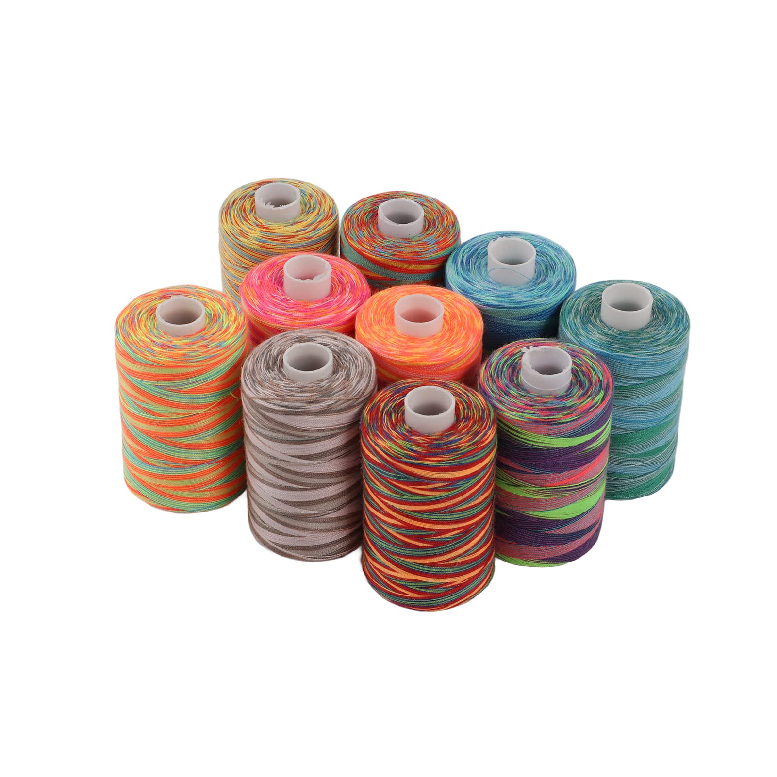 10Pcs Variegated Polyester Embroidery Machine Thread Kit Wear Resistant 402 Sewing Thread Decorative Stitching