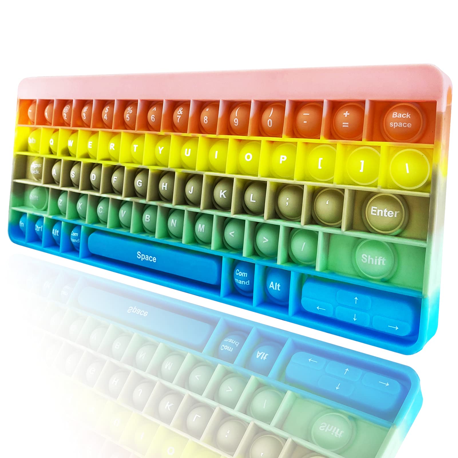 Keyboard Pops On It, Push Pops Bubble Fidget Sensory Toys Rainbow Popping Silicone Learning Toy Anxiety & Stress Reliever Autism Toy for Kids and Adults Anxiety ADHD ADD Autism