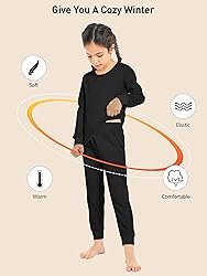 Resinta 3 Sets Girls Waffle Thermal Underwear Set