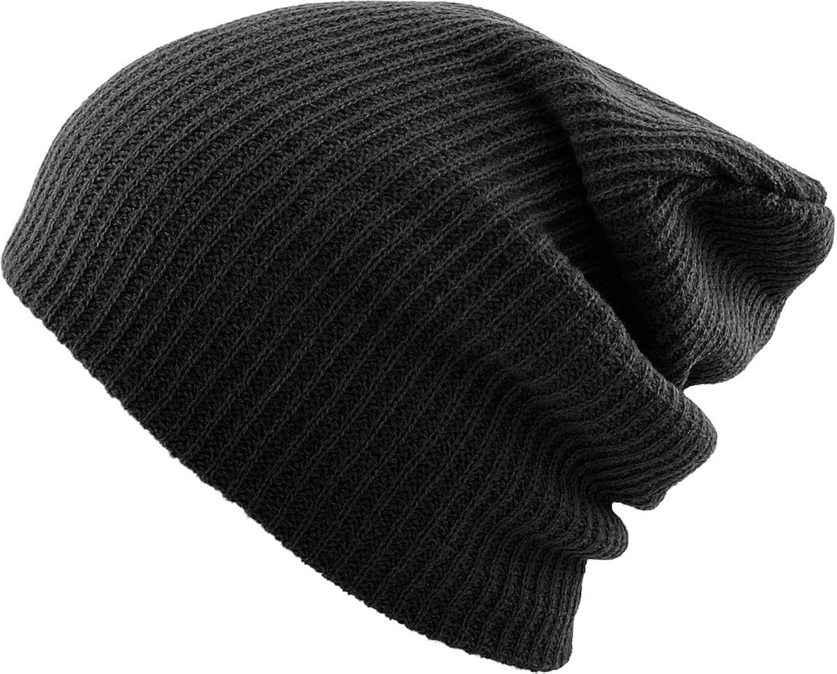 KBW-12 BLK Solid Slouchy Beanie Skull Cap Hat: Clothing