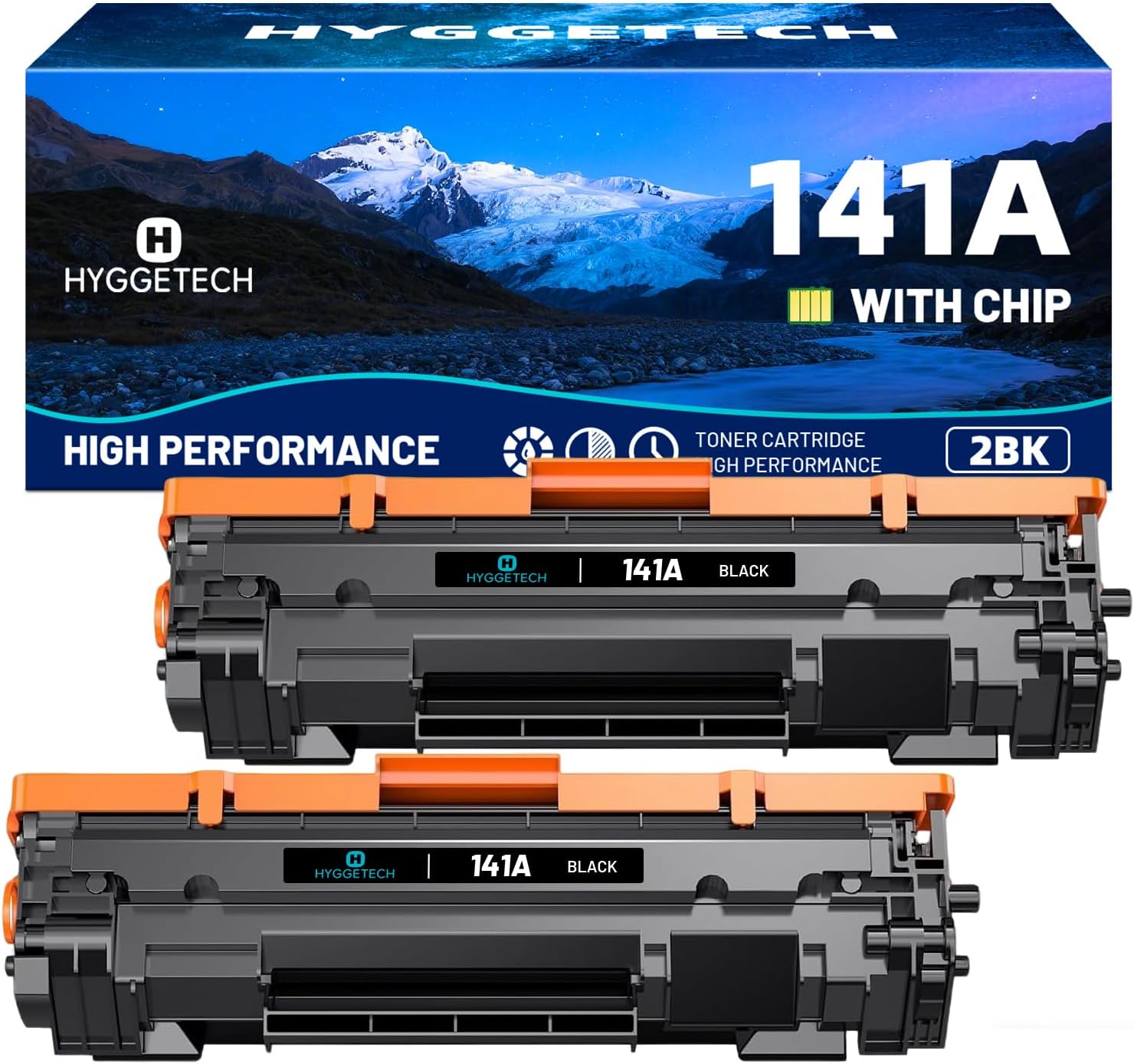 141A Toner Cartridges with Chip Replacement for HP 141A W1410A Toner Cartridges 141X W1410X Toner Work with HP LaserJet M110w M110 MFP M139 M139w M140 M140w Printer (2Black)