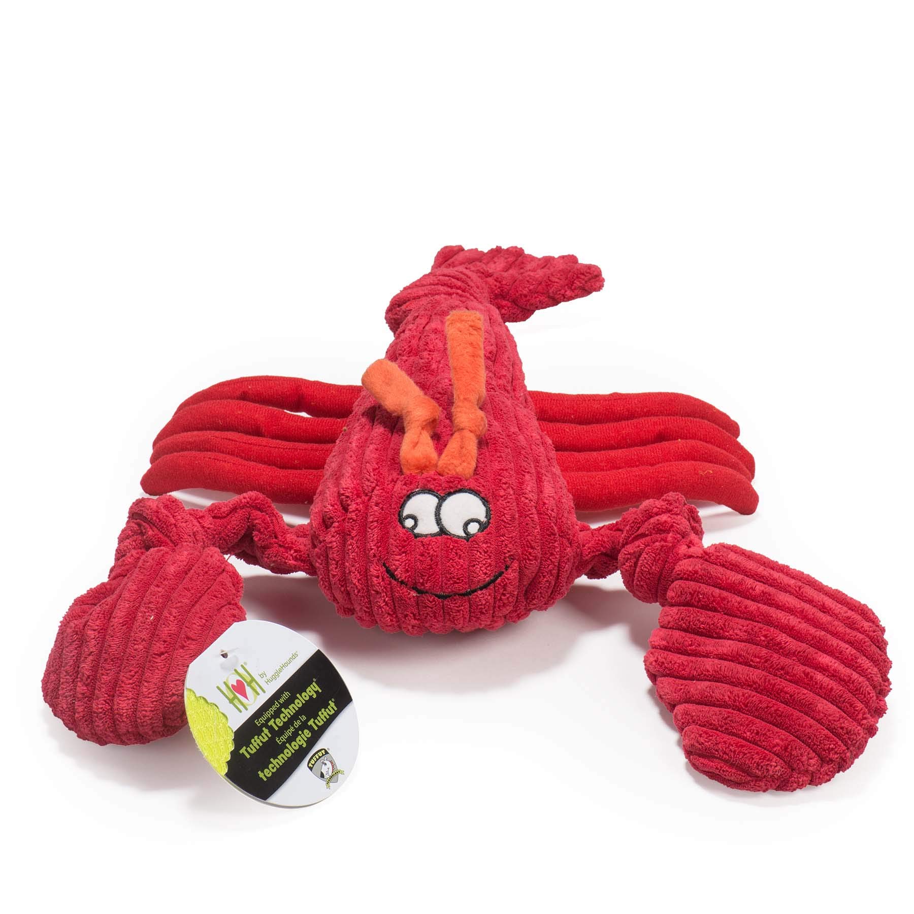 HuggleHounds Plush Corduroy Durbale Knotties Lobsta Dog Toy, Large