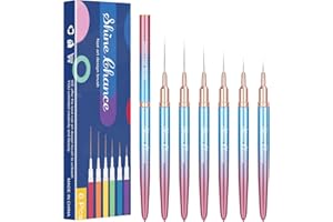 SHINE CHANCE Shince Chance Nail Art Liner Brushes Set, 6Pcs Nail Art Design Brush Pen for Gel Polish Fine Drawing, Small Details Stripping Painting Nail Painting Pens, Acrylic Nail Art Design Tools, Blue