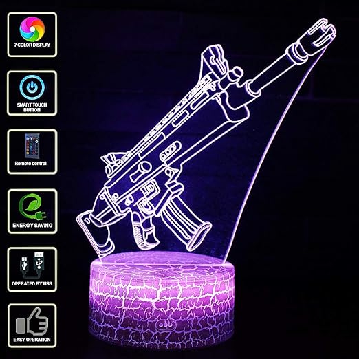 Qsji 3d Illusion Night Light Fortnite 7 Colors Led Touch Table Lamp - qsji 3d illusion night light fortnite 7 colors led touch table lamp with remote control