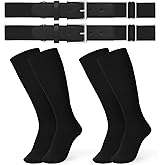 JASGOOD 2 Pack Baseball Socks and Belt Combo Set Softball Socks and Belts Elastic Waist Belt for Youth and Adult Boys