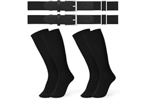 JASGOOD 2 Pack Baseball Socks and Belt Combo Set Softball Socks and Belts Elastic Waist Belt for Youth and Adult Boys