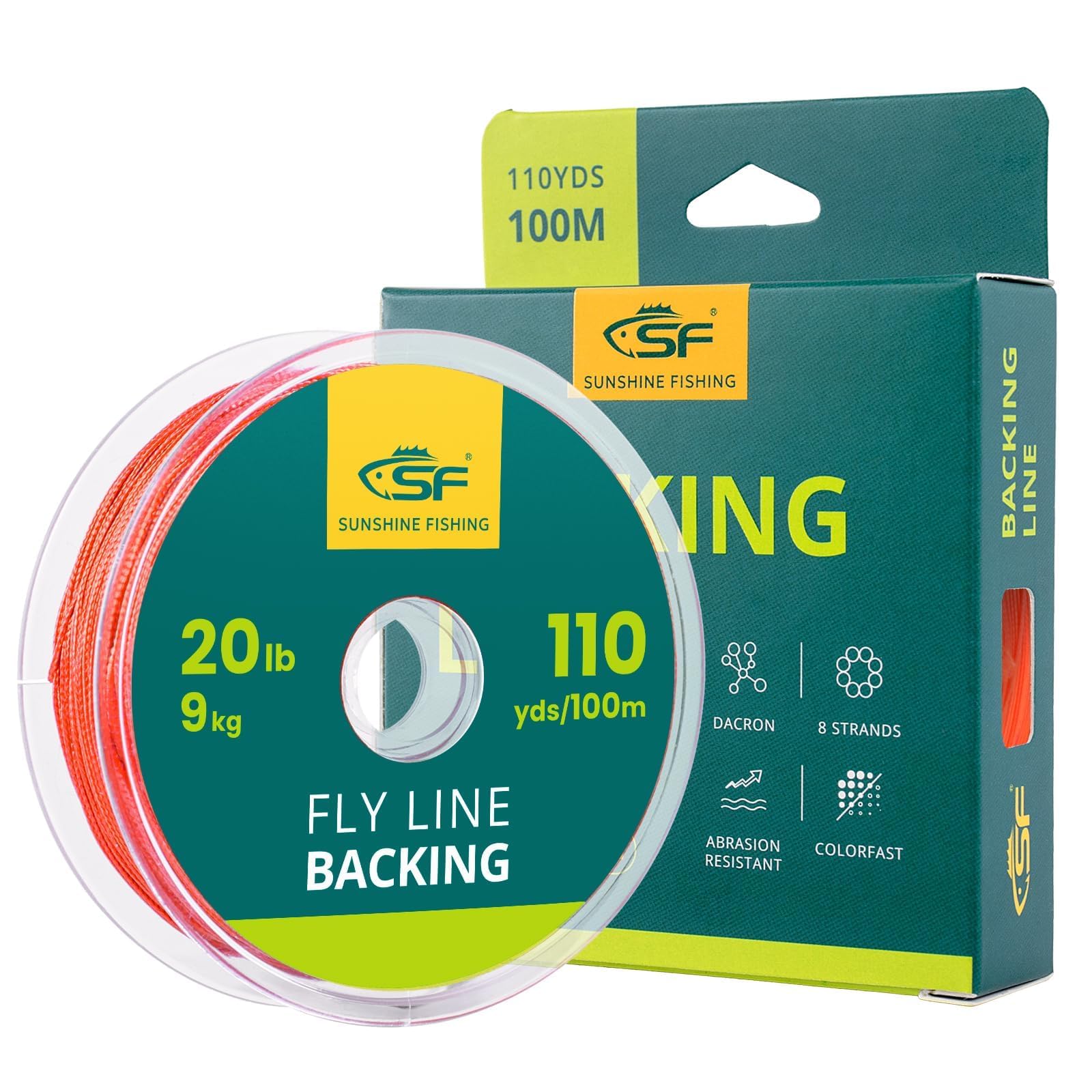 SF Braided Fly Fishing Trout Line Backing Line 20LB 100m/108yds Orange-N — image 1