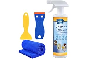 POLIXEL Adhesive Remover - Powerful Glue Remover Spray with Scraper & Towel for Car, Bumper, Floor, Wall, Glass - Safe on Pai