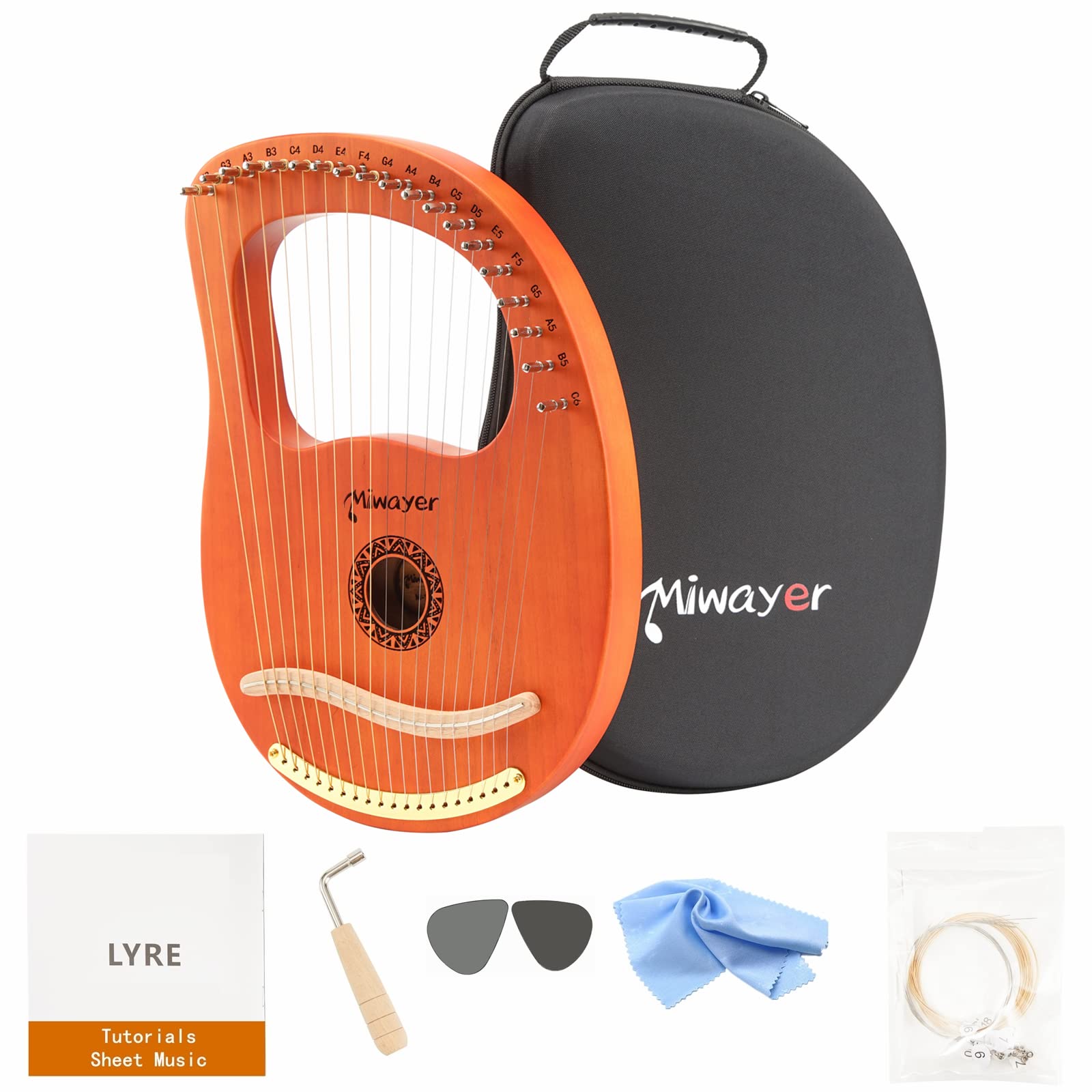 Miwayer Lyre Harp 7, 10, 16, 19, 21 Strings Musical