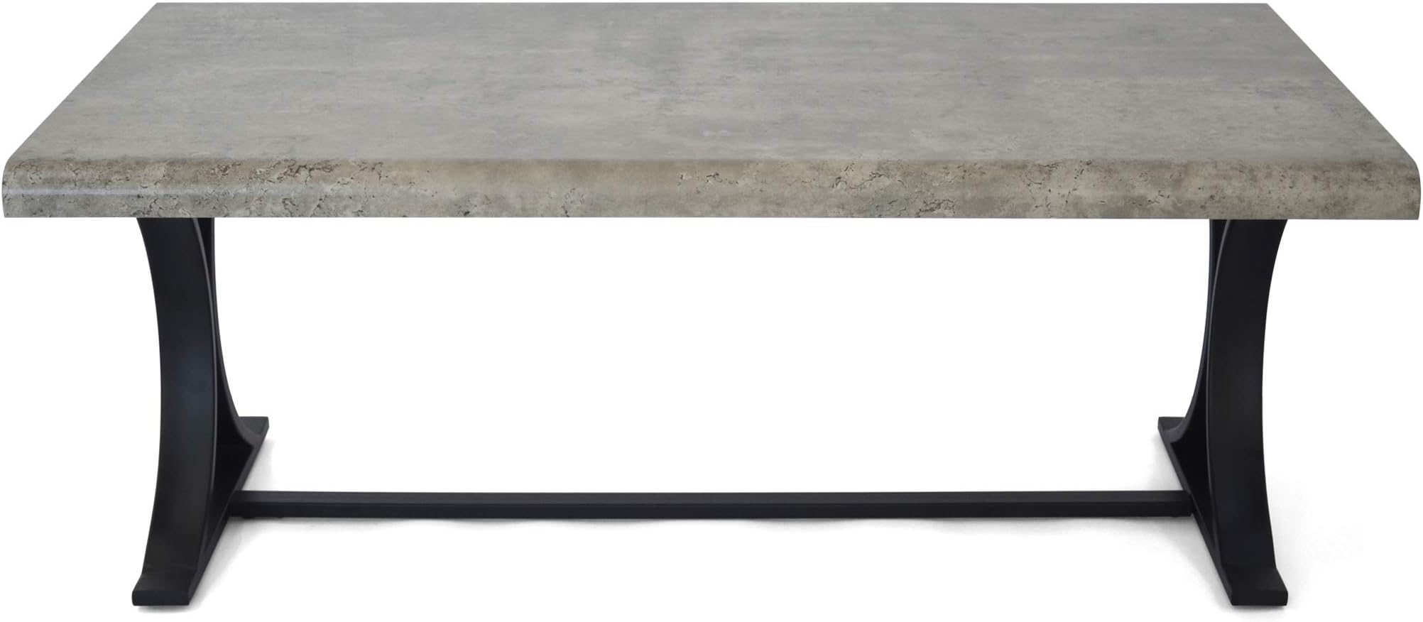 Clark Modern Industrial Coffee Table with Iron Legs, Light Concrete and Matte Black