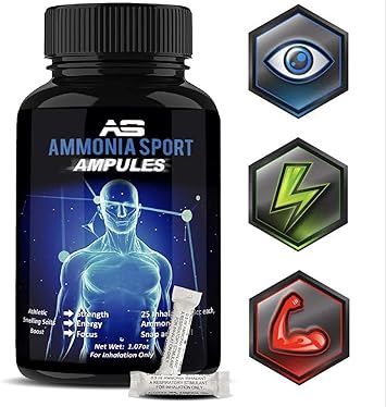 Ammoniasport Athletic Smelling Salts Ampules 25 Smelling Salts Powerlifting Ammonia Inhalant Salt Sticks Rush Inhalant Focus Up Powerlifting Gear Focus Aid Energy Aid Nose Lifting Amazon Ca Electronics