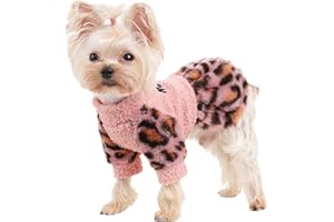 SHIFENMEI Dog Clothes for Small Dogs Girl Chihuahua Yorkie Sweaters Pullover Pet Sweaters Dress Puppy Sweater for Pet Cat Outfit, Medium, Pink Leopard