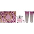 Versace Versace Bright Crystal 3oz EDT Spray, 3.4oz Perfumed Body Lotion, 3.4oz Perfumed Bath and Shower Gel, 5ml EDT Splash Mini Women 4 Pc Gift Set, Packaging May Vary