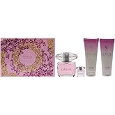 Versace Versace Bright Crystal 3oz EDT Spray, 3.4oz Perfumed Body Lotion, 3.4oz Perfumed Bath and Shower Gel, 5ml EDT Splash Mini Women 4 Pc Gift Set, Packaging May Vary