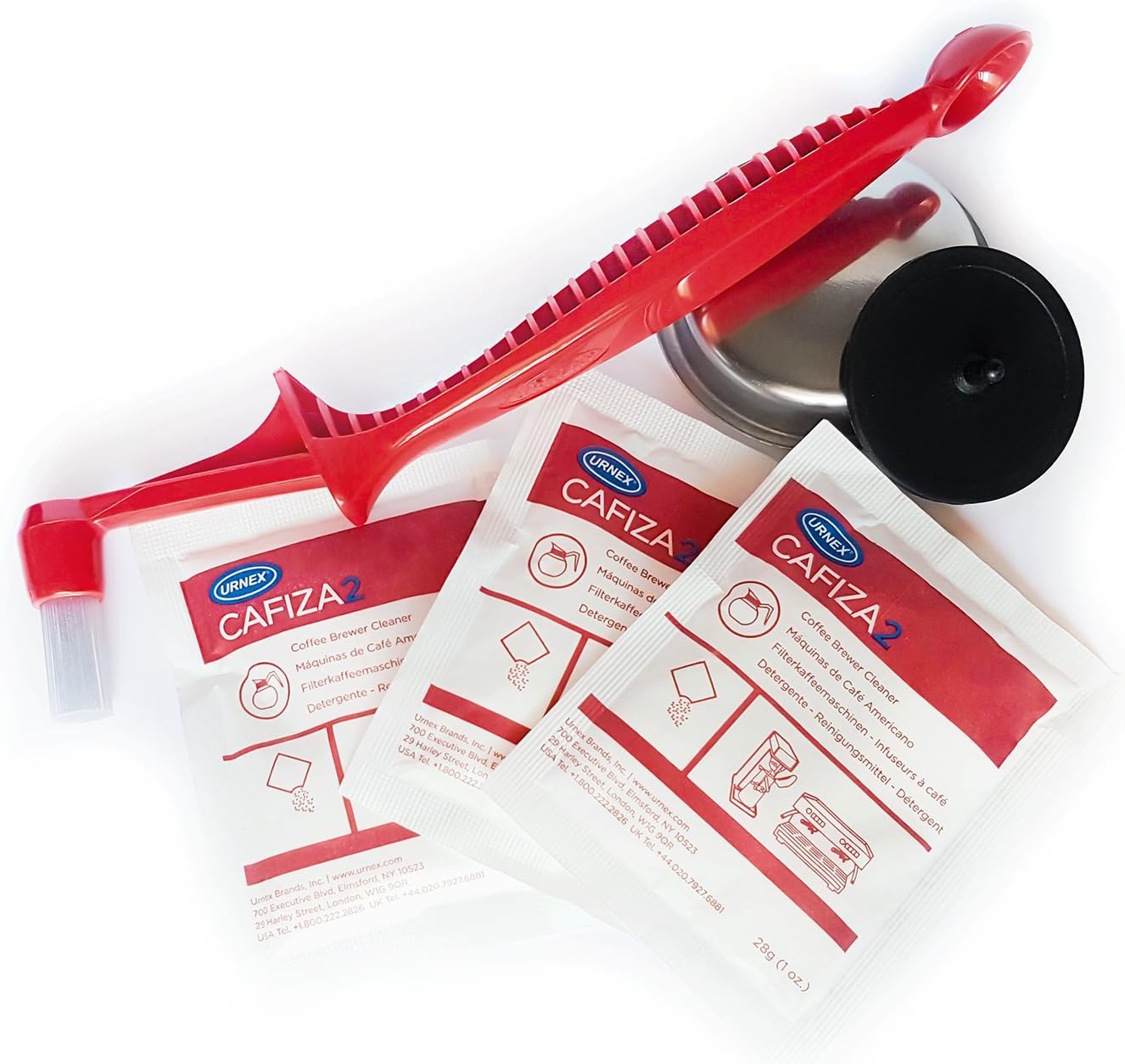 Espresso Coffee Machine Group Cleaning Starter Kit with Urnex Cafiza 2 and Scoopz Brush