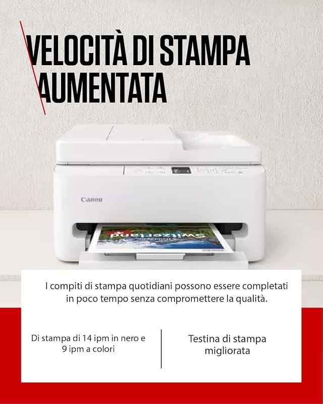 PIXMA TS7550I - Stampante Multifunzione con Connettività Wi-Fi, Alimentatore Automatico da 35 fogli PIXMA Print Plan - Include Carta Fotografica A4 MP-101, 5 Fogli