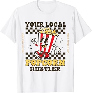 Popcorn Costume for Kids Women Men Pop Corn Stand Seller T-Shirt