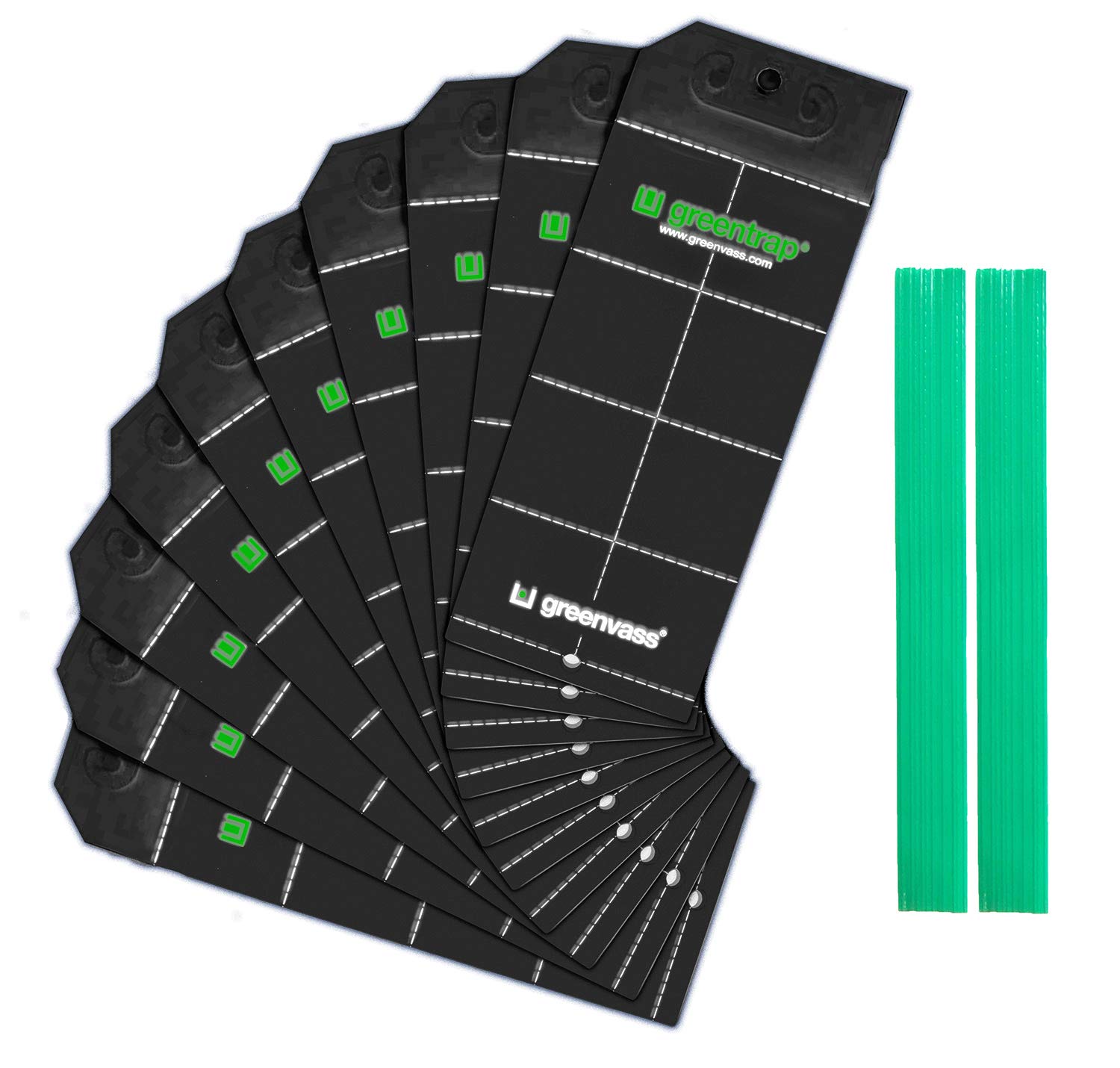 Greentrap Adhesive Insect Traps Pack of 10 + Hanging Ties (Black)