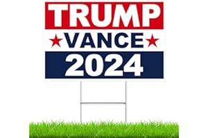 Oligei Trump Yard Signs, Trump Yard Sign 2024 18" X 12", Trump-Vance Yard Signs 2024 Double Sided Fade Resistant, Take America Back Trump Vance Signs for Yard Heavy Duty Metal H-Frames