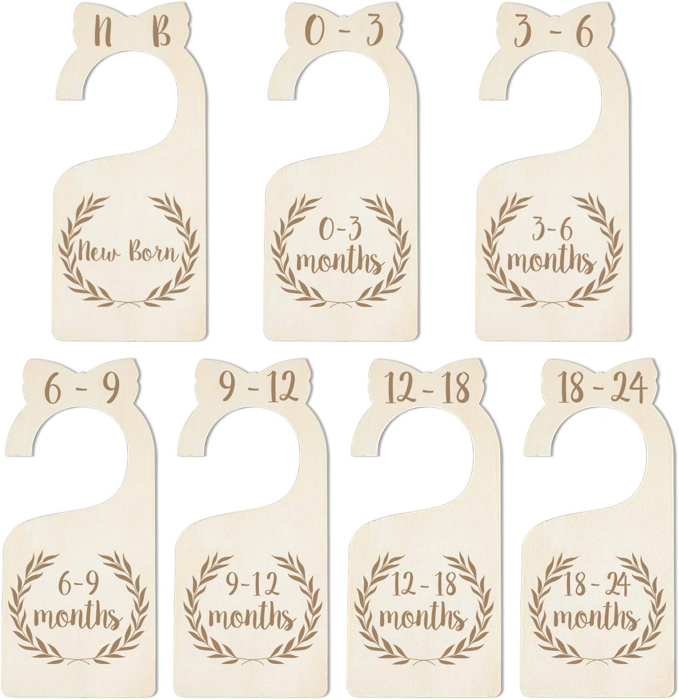 Premium Wood Baby Wardrobe Dividers,Set of 7,from Newborn to 24 Month,Baby Closet Organizers,Nursery Decor,Baby Clothes Organizers (Style 1) - Image 3