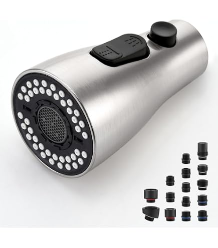 Küchenarmatur Mit Ausziehbarem Sprühkopf, 360° Drehbar, 3 Funktionen – Austauschkopf Für Spüle Aus Messing & ABS