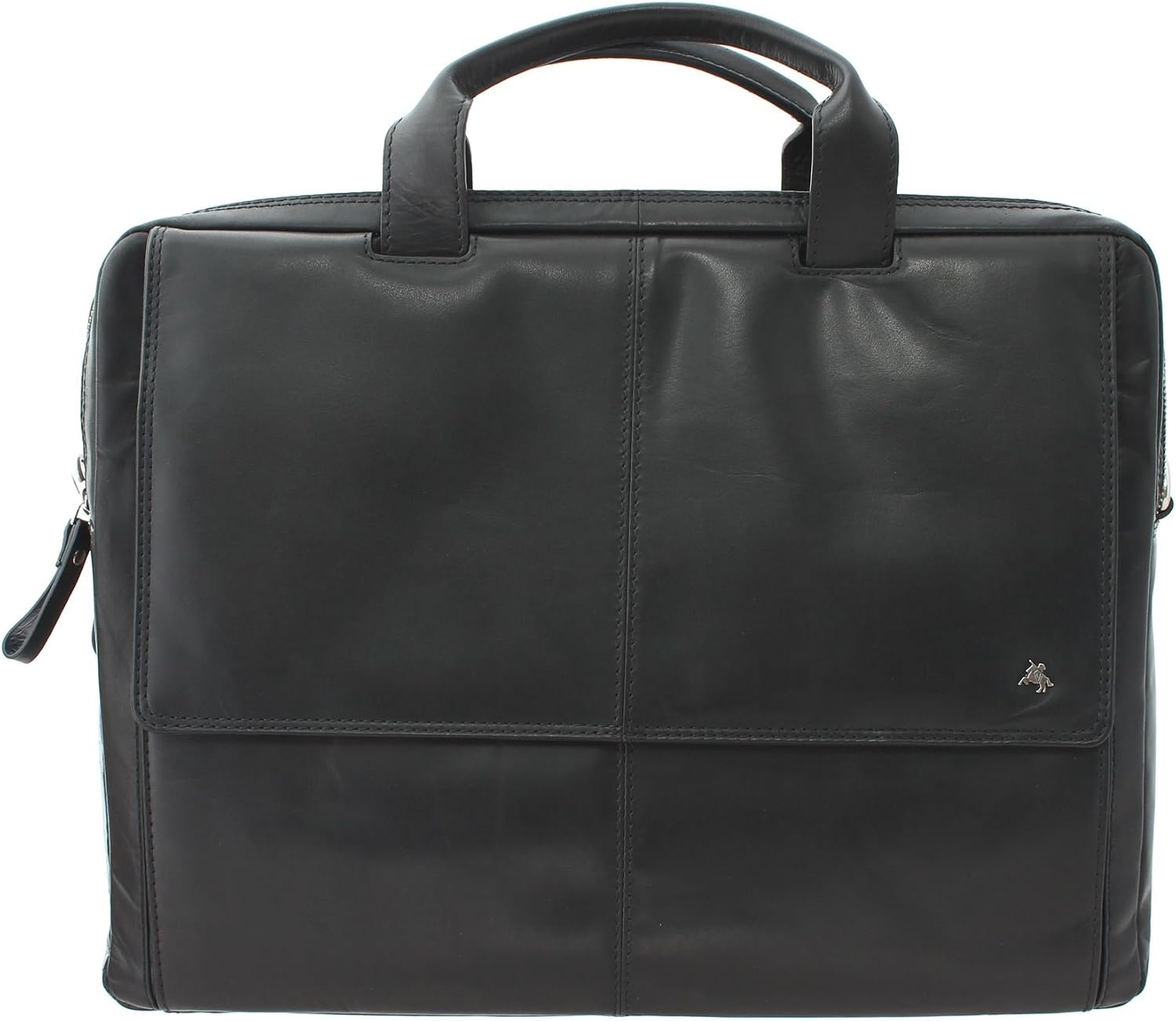 VISCONTI ANDERSON Leather Briefcase/Business Bag With Removable Laptop Sleeve - ML24 Black, Black and Silver - Image 3