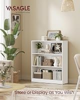 VASAGLE 3 Tier Bookcase with Adjustable Shelves 80x24x93 cm White LBC106T14 view 3