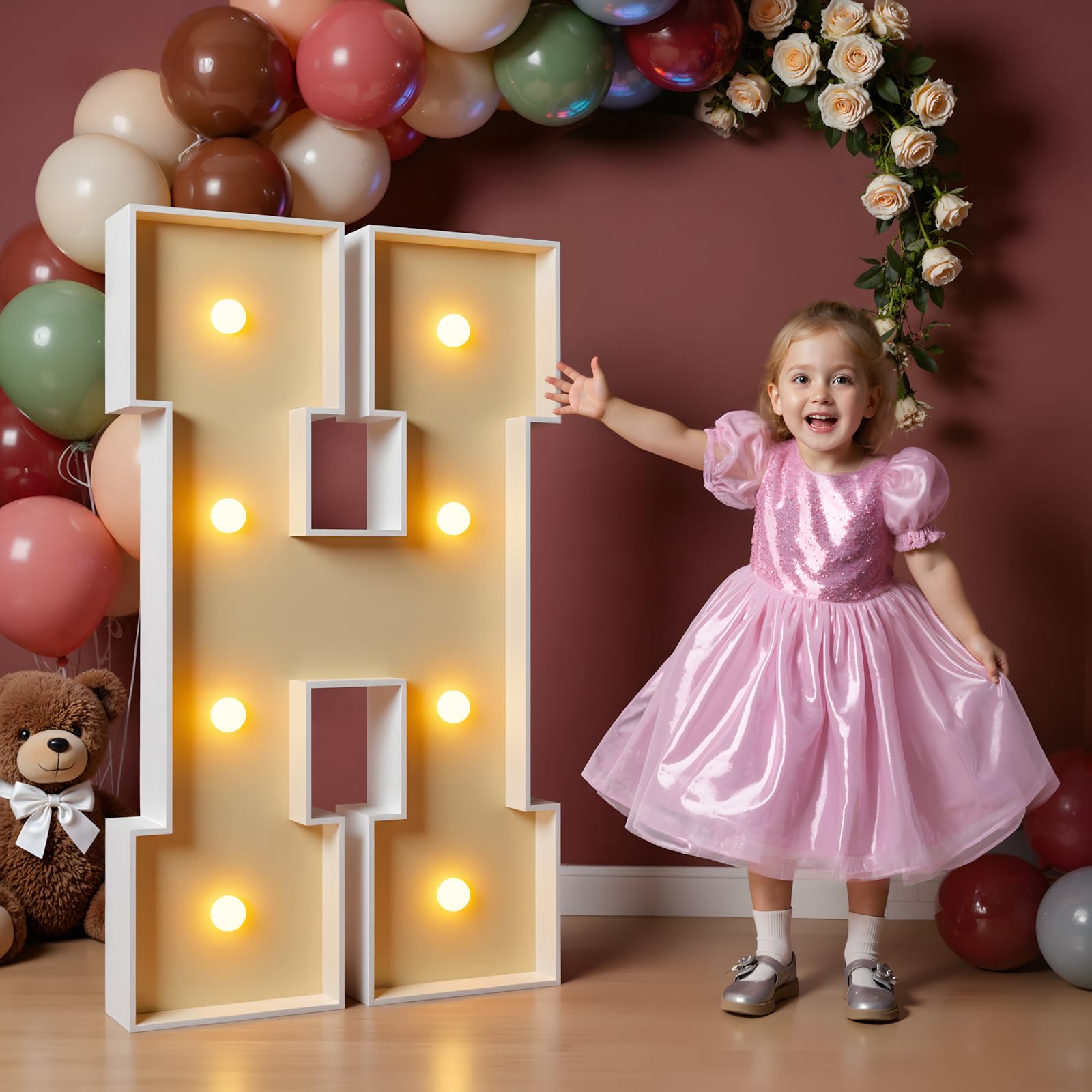 Photo 1 of imprsv 3FT Block Marquee Letters Light Up Letters for Birthday Baby Shower Party Backdrop Decor, Large Light Up H for Wedding Decorations Engagement Party Decorations
