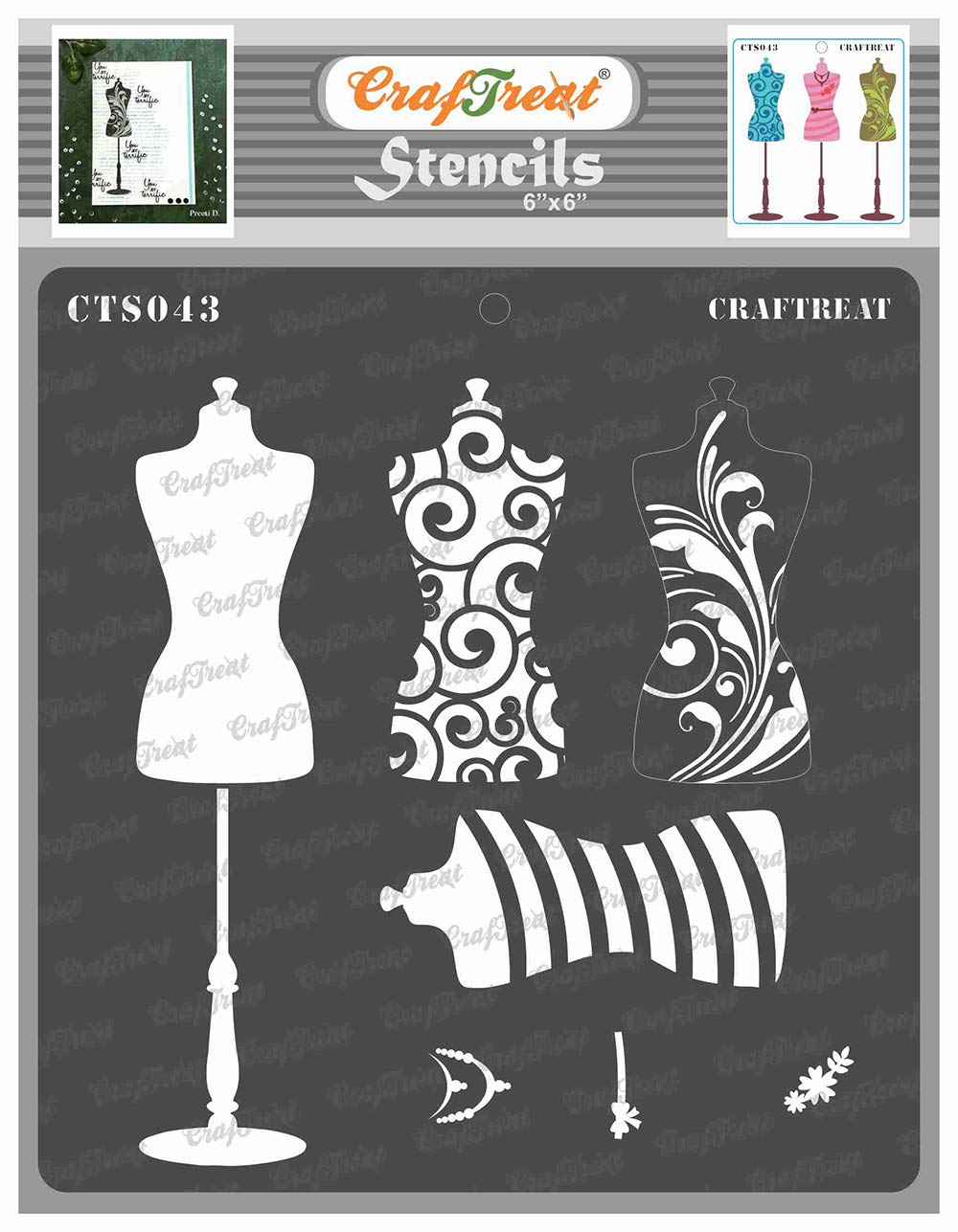 CrafTreat Reusable Layered Stencils for Painting on Wood, Canvas, Paper, Fabric, Floor, Wall and Tile - Mannequin - 6x6 Inch - DIY Art and Craft Stencils - Stencils forFashion