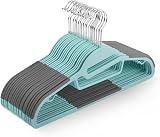 KEPLIN 30-Pack Non-Slip Hangers Teal Slimline 360° Swivel Tie Organizer