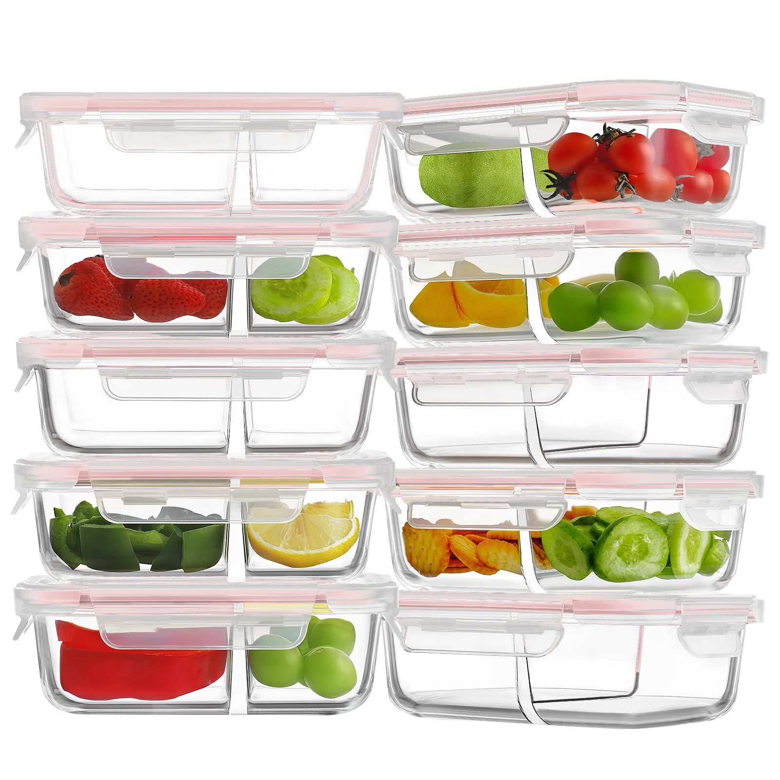 HOMBERKING 10 Pack Glass Meal Prep Containers 2