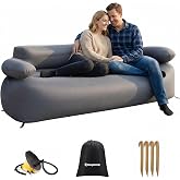KingCamp Double Camping Inflatable Couch, Folding Air Sofa with Pump | 2-Person Inflatable Couch, 880lb Support, Removable Cover &amp; Portable Design Loveseat for Camping &amp; Beach Backyard, RV, Patio