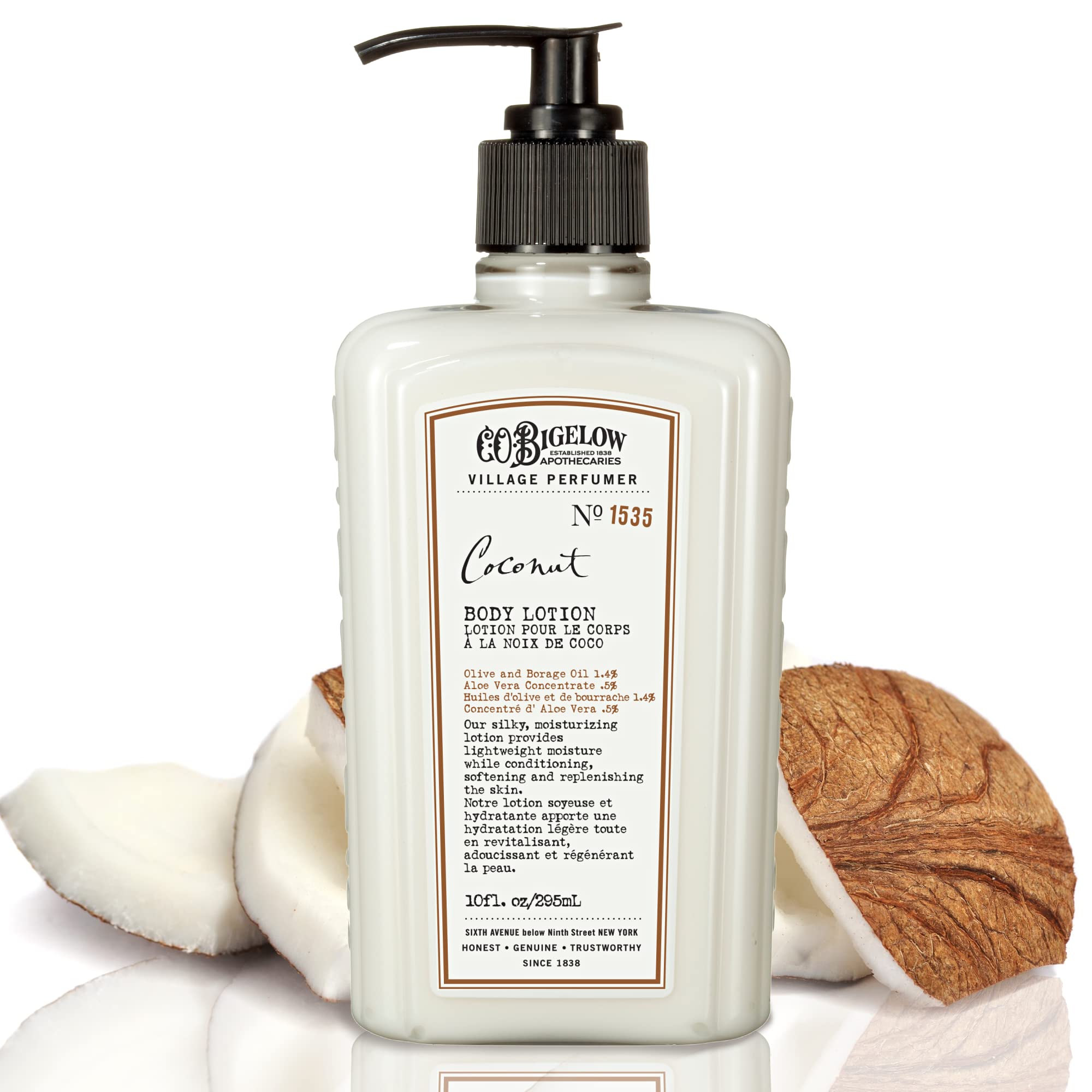 Photo 1 of C.O. Bigelow Coconut Body Lotion, Village Perfumer Moisturizing Body Lotion with Aloe Vera, Borage Oil & Olive Oil, 10 Fl Oz