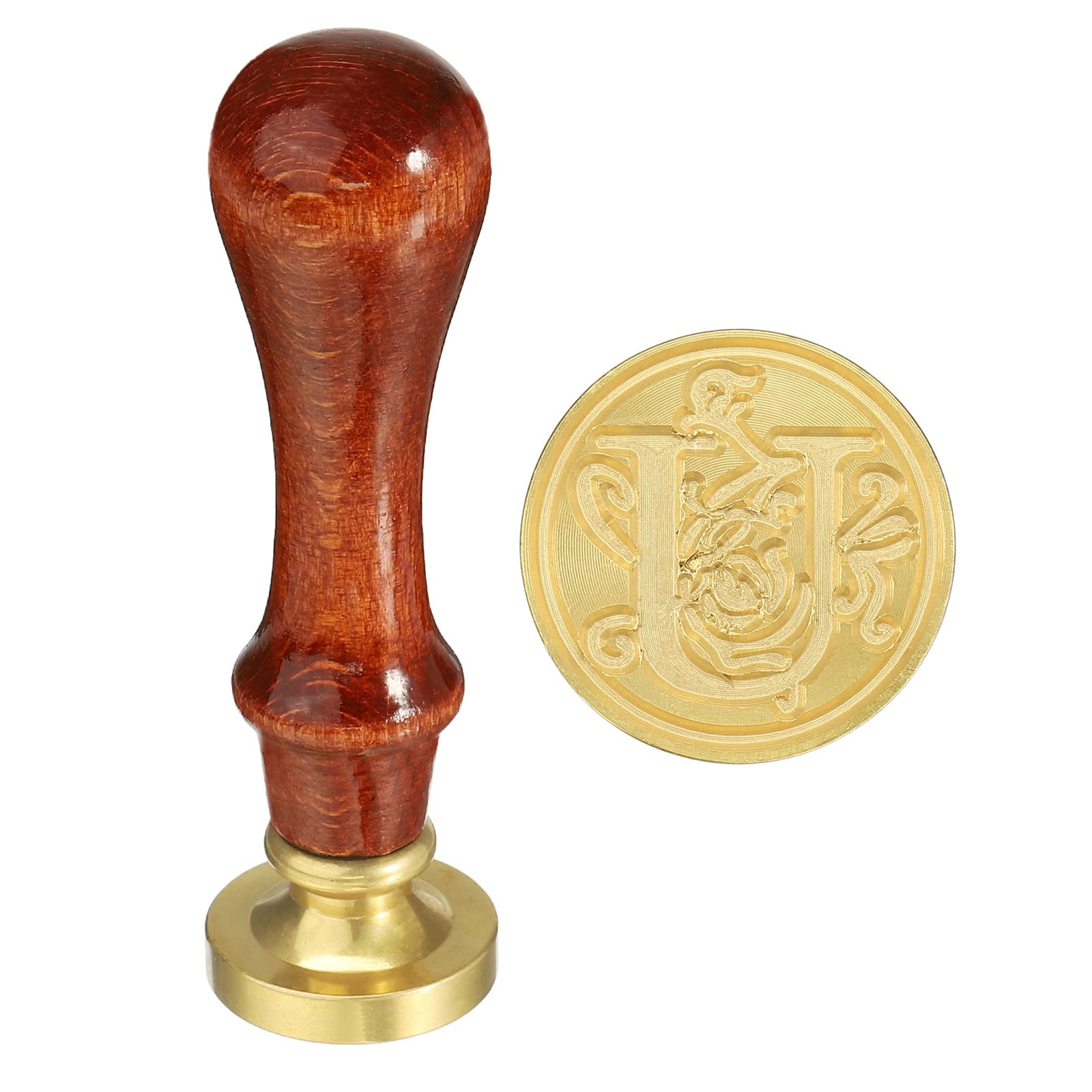 YOKIVE Alphabet Wax Seal Stamp, Letter Stamper with Removable Handle Head Decorate Postcards, Great for Festivals, Weddings (Golden, Red, Letter U)