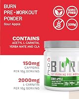 PhD Burn Pre Workout Powder with L Carnitine 20 Servings Sour Apple 200g view 3