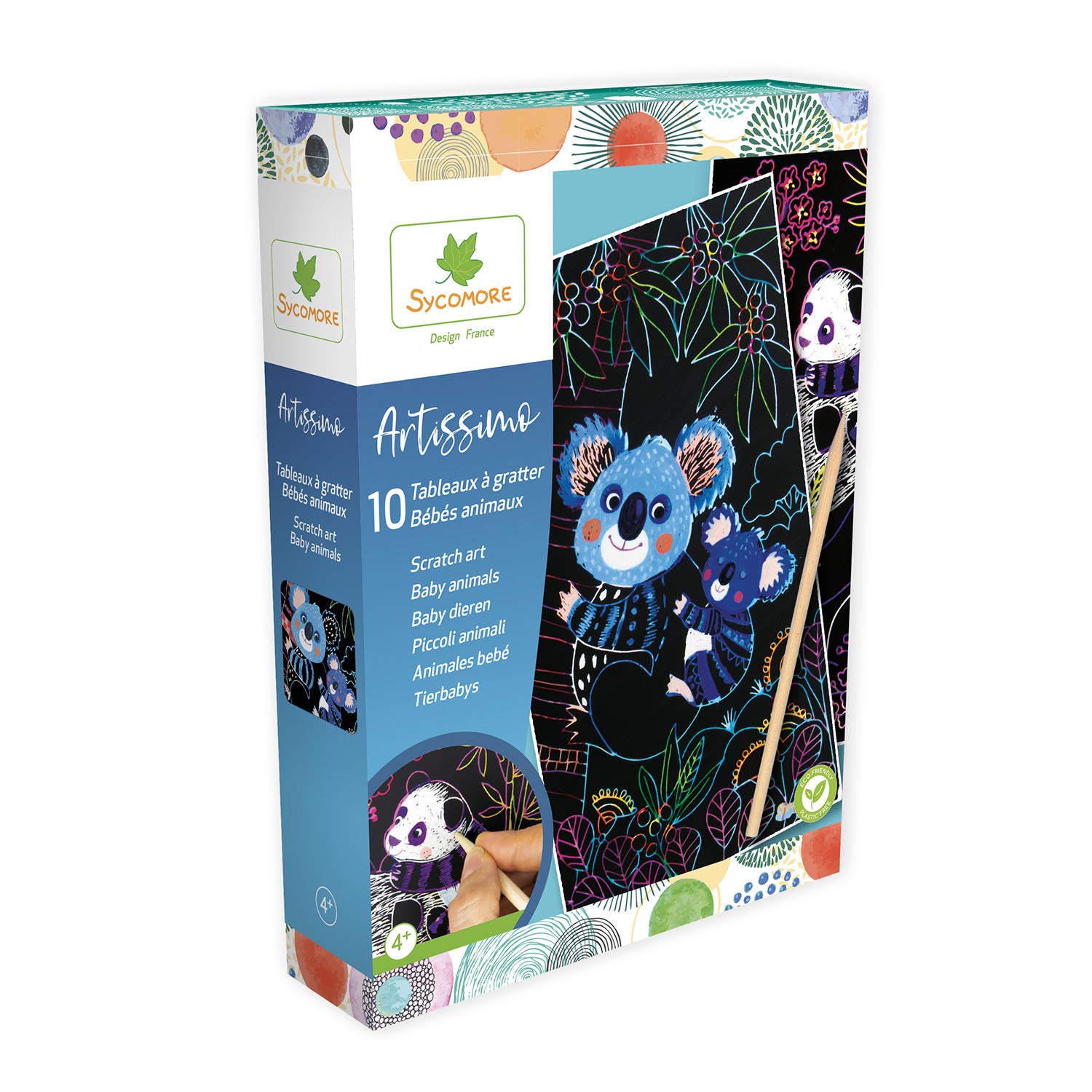 SYCOMORE-CREA010 Artissimo-10 Scratch Boards Animal Scratch Art Craft Children From 4 Years Sycomore-CREA010, CREA010