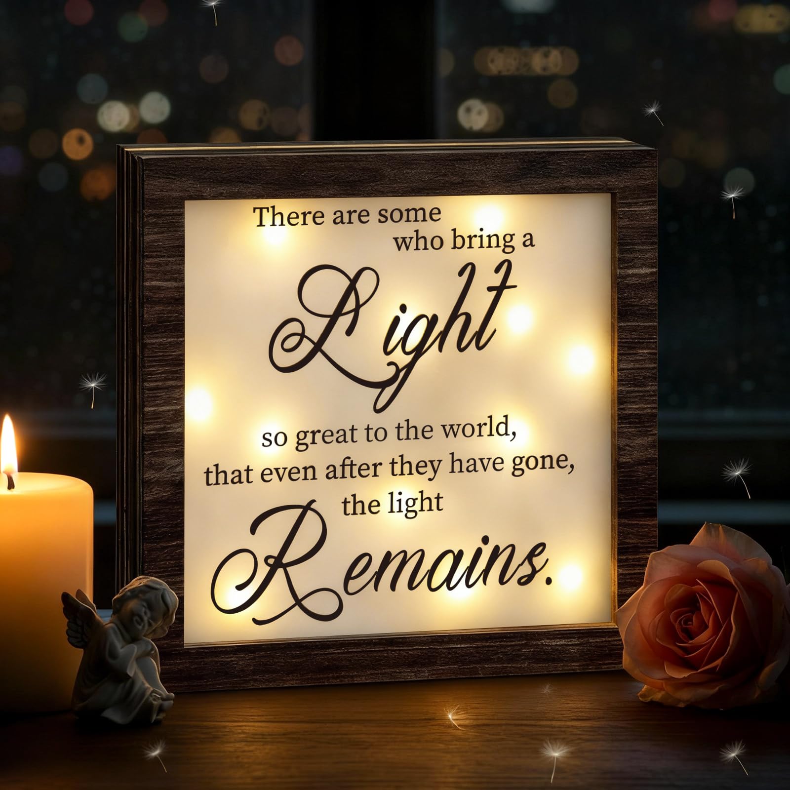 Photo 1 of ** SOLD AS IS, NO REFUND/RETURN*
RattanView Bereavement Sympathy Gifts for Loss of Loved One, There Are Some Who Bring a Light LED Memorial Wood Sign Decor for Desk Home Bedroom Celebration of Life Gift Remembrance Condolence Present