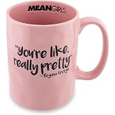 Silver Buffalo Mean Girls You're Really Pretty Wax Resist Ceramic Pottery Mug | Large Coffee Cup For Tea, Espresso, Cocoa | Holds 18 Ounces