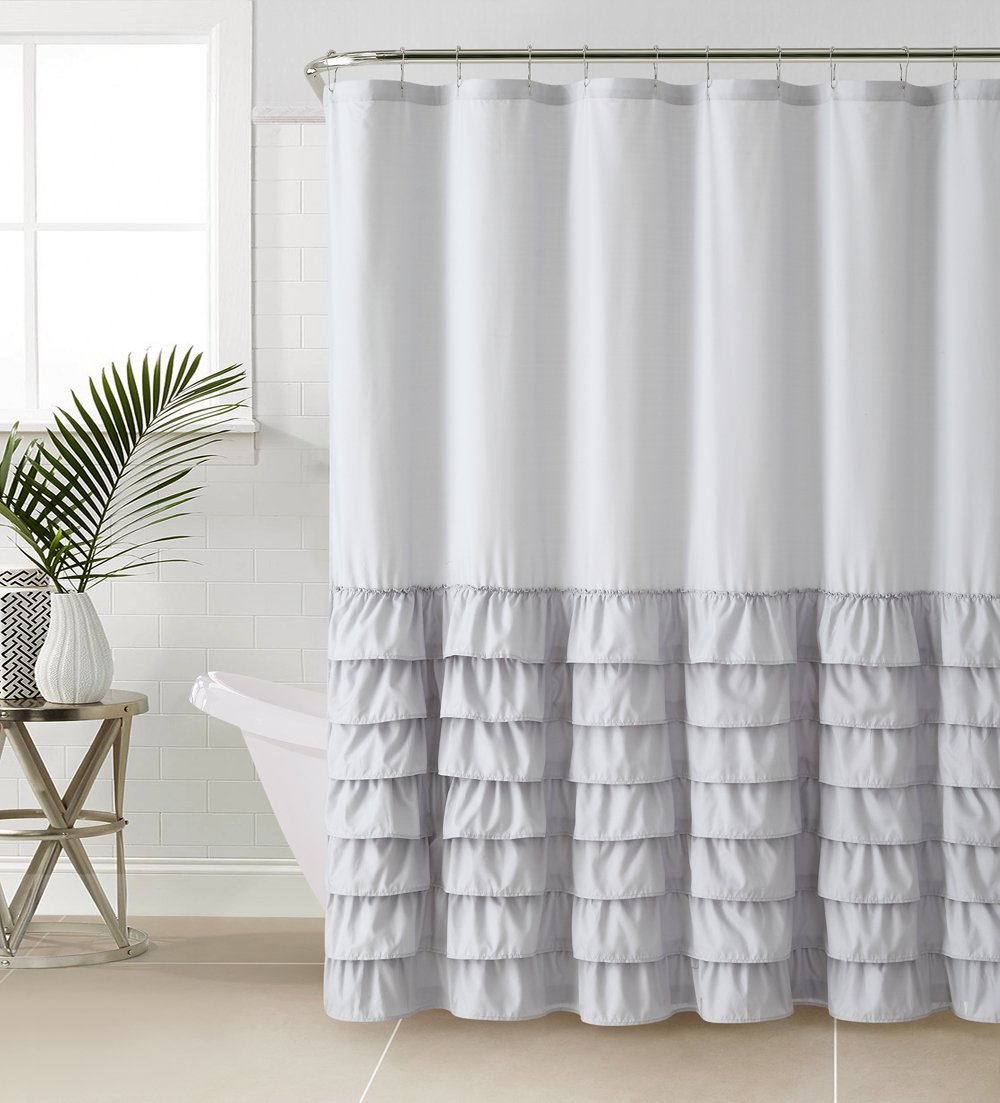VCNY Melanie Ruffle Shower Curtain Gray Home & Kitchen Shower Curtains