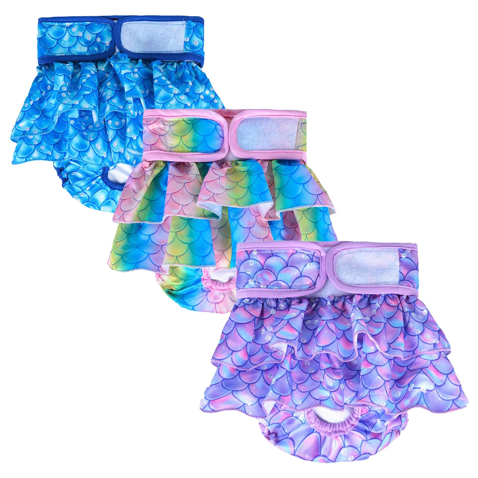 Reusable Dog Diapers Female, Pack of 3 Washable Highly Absorption Puppies Dogs Diapers for Period Heat Panties or Excitable Urination(M)