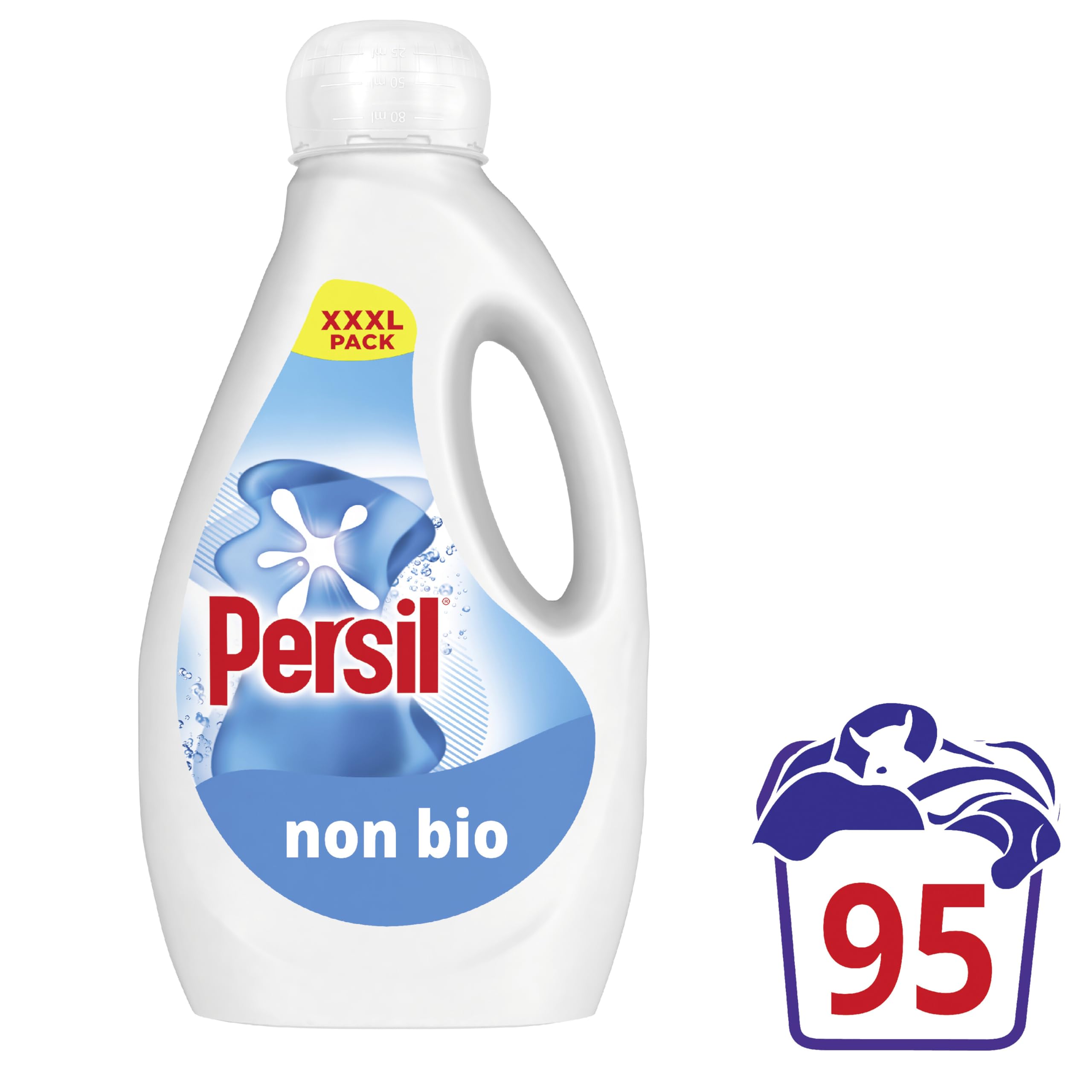 Persil Non Bio Laundry Washing Liquid Detergent outstanding stain removal in quick & cold washes tough on stains, gentle next to sensitive skin 95 washes (2.565 L)