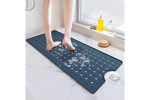METEOROCK Bath Tub Shower Mat Non Slip, 35.4'' x 15.7'' Long Bathtub Mat for Bathroom Stall and Tub Floor, Machine Washable B