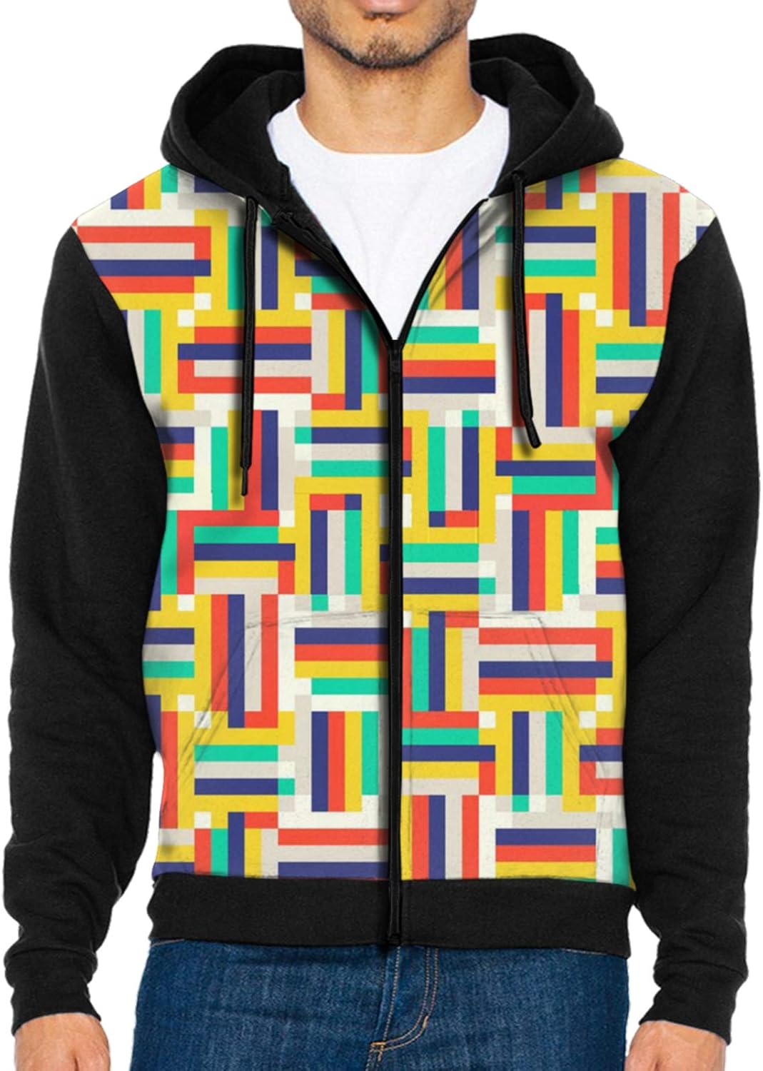 TQ1 Abstract Geometric Hoodies for Men Designs Funny
