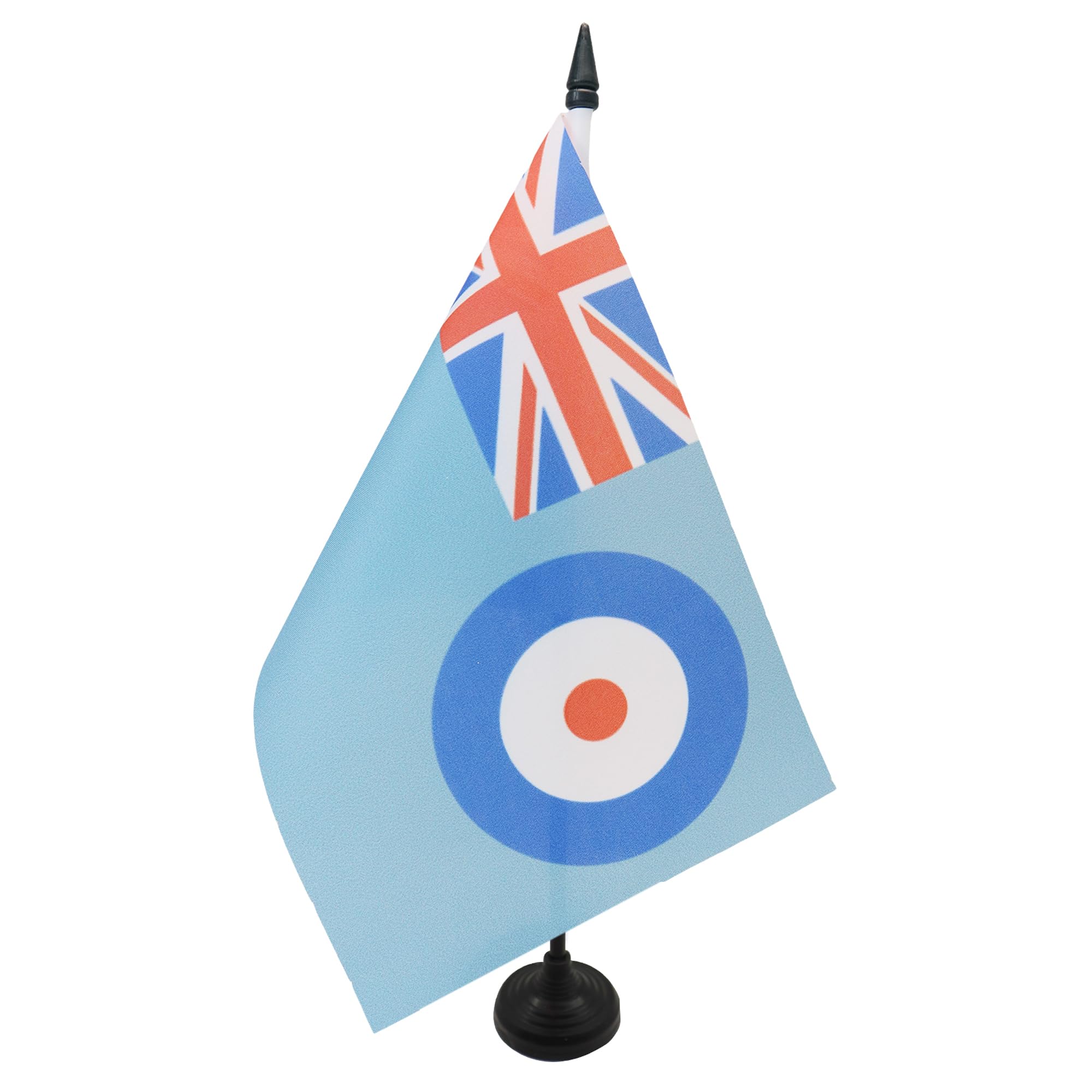 AZ FLAG RAF Ensign Table Flag 5'' x 8'' - Royal Air Force Ensign Office Decoration 100% Polyester 21 x 14 cm - Mini Desk Flag with Pole and Black Plastic Base