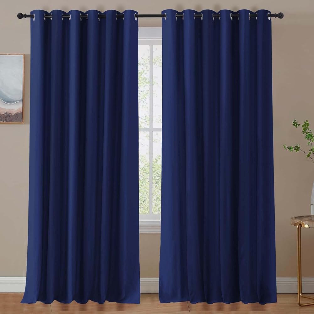 Aspire Homeware Blackout Curtains 90x90 Navy Eyelet 2 Panels Thermal