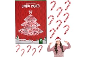 Fruidles 50-Pack Christmas Candy Canes Mini's Suckers, Peppermint Flavor, Individually Wrapped, 2" Inch