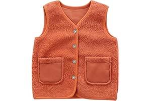 Kids Boys Girls Polar Fleece Vest Button Down Sleeveless Jacket Fall Coat Waistcoat Toddler Baby Solid Warm Gilet