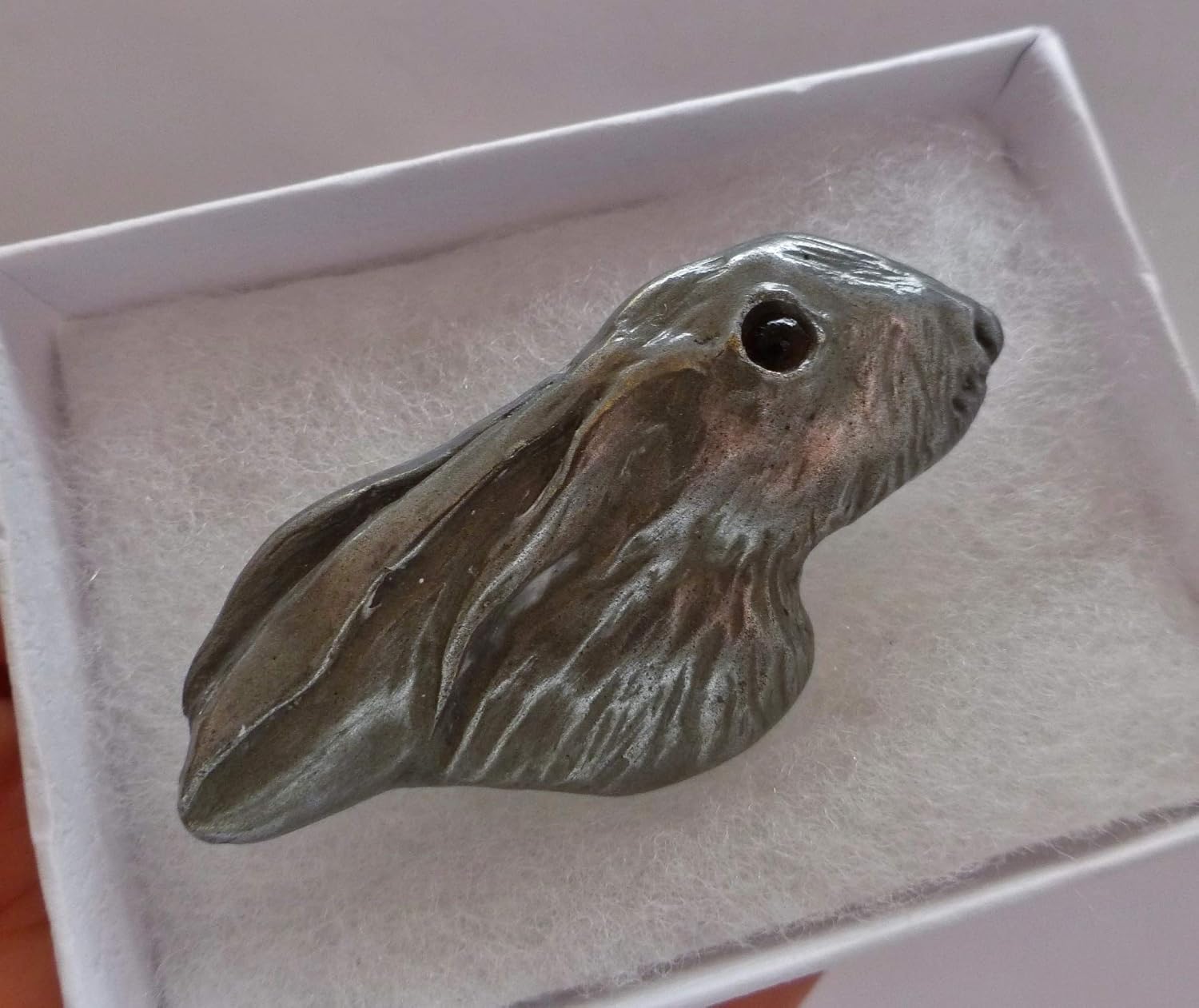 Hare Rabbit brooch silver tone pin gift Amazon.co.uk Handmade