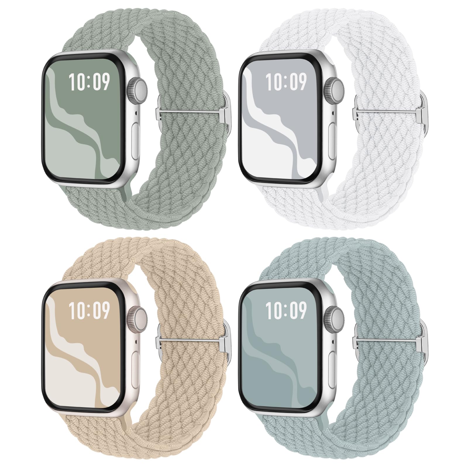 Photo 1 of Braided Stretchy Solo Loop Compatible for Apple Watch Band 38mm 40mm 41mm 42mm 44mm 45mm 46mm 49mm for Women Men, Nylon Elastic Straps Wristbands for iWatch Series 10 9 8 7 6 SE 5 4 3 2 Ultra Ultra 2
