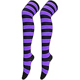 Bestjybt Women Striped Thigh High Socks Over Knee Socks Knee High Costume Stockings Leg Warmers
